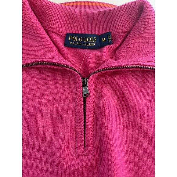 Polo Golf Ralph Lauren Merino Wool Vest Quarter Zip Pullover Vest Medium M - Picture 2 of 4